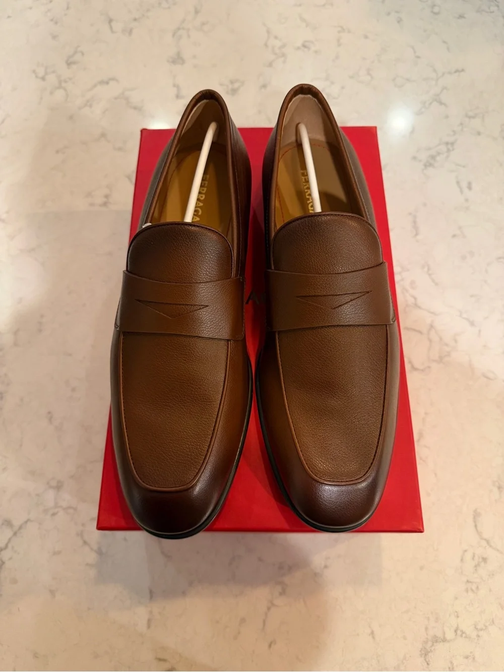 Salvatore Ferragamo Brown Leather Penny Strap Loafers